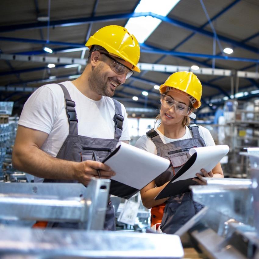 Deux opérateurs industriels vérifient la qualité